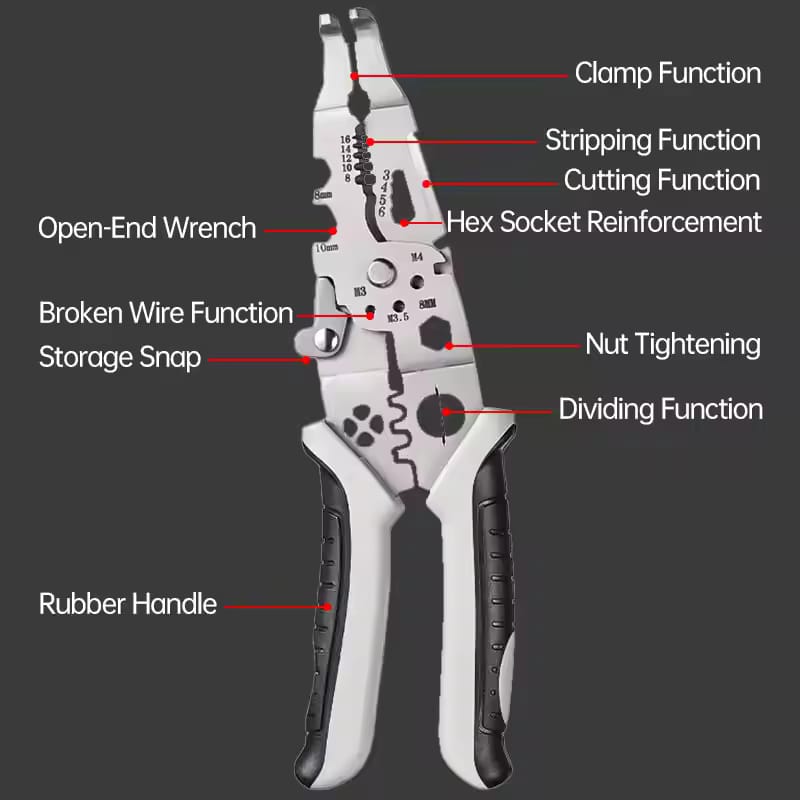 Multi-Function 9-1 Professional Elbow Wire Stripper Crimping Tool